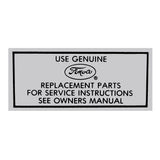 1965 FORD MUSTANG AIR CLEANER SERVICE INSTRUCTIONS DECAL