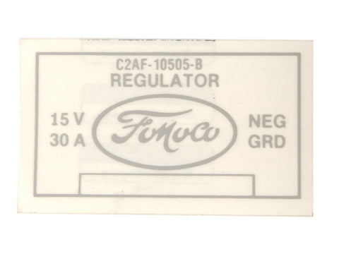 1964 FORD MUSTANG VOLTAGE REGULATOR DECAL