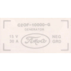 1964 FORD MUSTANG GENERATOR DECAL