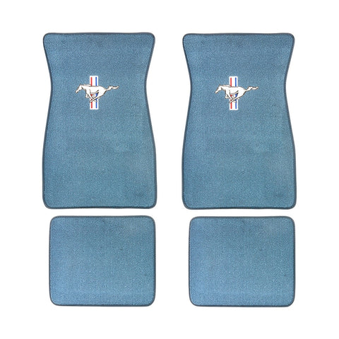 1964 -1973 Ford Mustang Embroided Bright Blue Carpet Mats