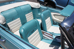 1966 FORD MUSTANG CONVERTIBLE PONY UPHOLSTERY TMI - AQUA / WHITE
