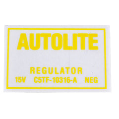 1967 FORD MUSTANG AUTOLITE VOLTAGE REGULATOR DECAL