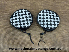 Chequered Driving Light Covers Suit Ford Fairmont Falcon XW XY XA XB GT GS RPO 83