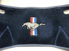 1967 - 1968 Ford Mustang Blue Dash Mat With Running Horse Pony Logo.