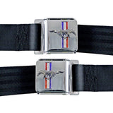 1964 - 1973 Ford Mustang Dark Blue Seat Belts With Pony Logo.
