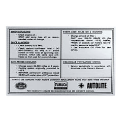 1965-1966 Ford Mustang Service Specification Decal.