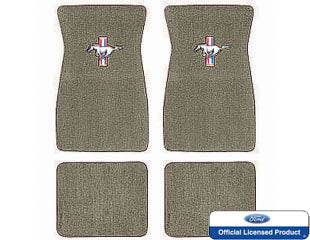 1964 - 1968 Ford Mustang Embroidered Carpet Mats Ivy Gold