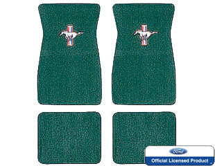 1964 - 1973 Ford Mustang Embroidered Carpet Mats Dark Green