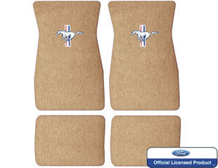 1964 - 1973 Ford Mustang Embroidered Carpet Mats Saddle