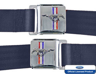 1964 -1973 Ford Mustang Dark Blue Seat Belts New With Logo