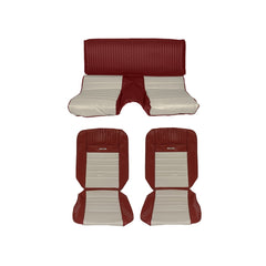 1965 FORD MUSTANG FASTBACK PONY UPHOLSTERY - BRIGHT RED/WHITE