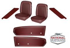 1968 Ford Mustang Fastback Standard Dark Red Upholstery Door Panel Sun Visor Kit