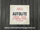 Autolite Battery Side Round Decal Suit Ford Falcon XW XY XA GT GTHO