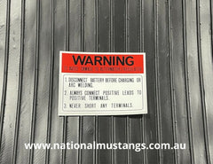 Battery warning decal suit Ford Falcon XR XT XW XY GT GTHO GS