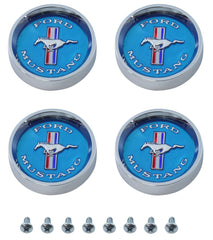 1965 1966 Ford Mustang Style Wheel Caps Blue Set Of 4