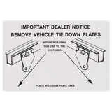1964 - 1973 Ford Mustang Tie Down Instructions Decal.