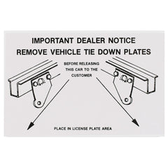 1964 - 1973 Ford Mustang Tie Down Instructions Decal.