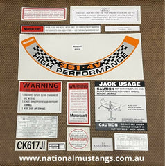 Engine Bay Decal Kit Suit Ford Falcon XA GT 351.