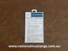 Selectaire Air Conditioning Tag Suit Ford Falcon Fairmont GT GTHO GS XW XY XA